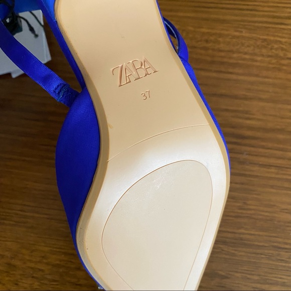 Zara sling back heels with crystal jewel detail cobalt blue blogger style manolo - Picture 7 of 7